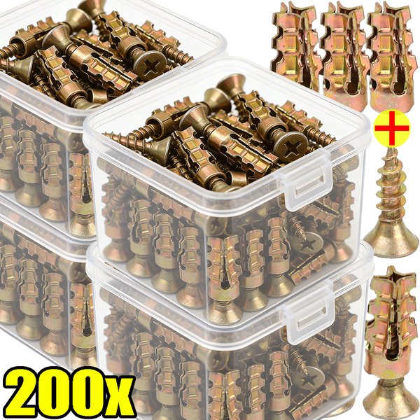 200/5er-Set Metallrohr-Steinexpansions-Schrauben DIY Schwerlast-Wandanker Trockenbau-Bohrplugs Befestigungsbolzen Selbstschneidende Schraube