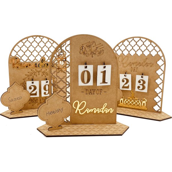 Ramadan Countdown Calendar Wooden Eid Mubarak Ornament Kareem Ramadan Decoration For Home Islamic Muslim Party Decor AL Adha