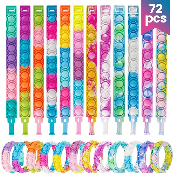 24/72 stücke stücke zappeln Spielzeug Pop Armband Party begünstigt Stress abbau zappelt Packs Bulk sensorische matsch ige Spielzeug Armband