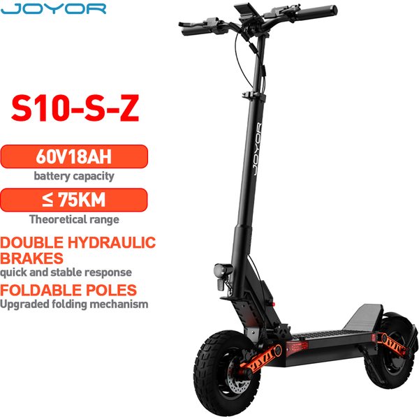 JOYOR S10-S-Z Elektroroller 60V 18Ah 10-Zoll-Reifen für Erwachsene Schwarz Reichweite 70-85km