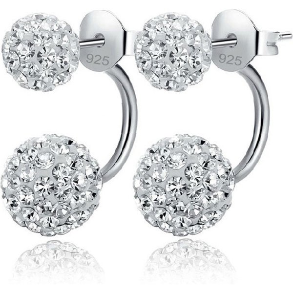 11 Colors Options!! Full Austrian CZ Crystal Paved Stud Earrings for Women 925 Sterling Silver Stamp Disco Balls Brincos Jewelry