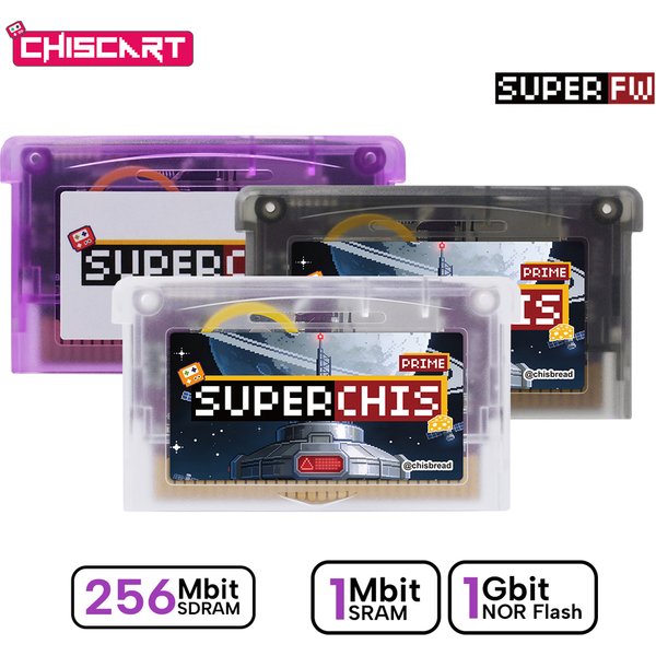 Karta do odczytu gier Chiscart SuperChis Prime dla konsol Nintendo GBA/NDS/GBA SP/GB, z pamięcią SDRAM, obsługująca SuperFW NOR Flash.