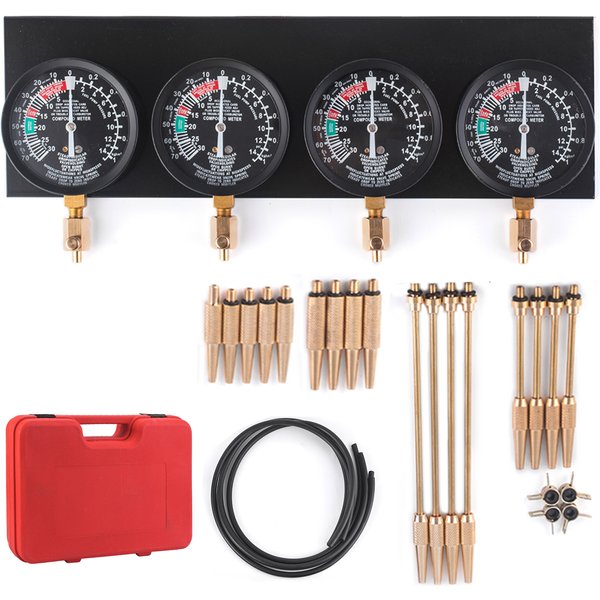 SucceBuy Synchroniseur de carburateur sous vide de carburant, outil de synchronisation, ensemble de jauges 4 avec tuyau en caoutchouc, Kit de compteur d'équilibrage sous vide pour moto