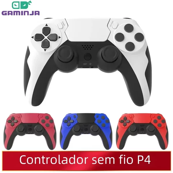 GAMINJA Kabelloser Controller Bluetooth Gamepad Doppelte Vibration 6-Achsen-Joypad Touchpad Mikrofon Kopfhöreranschluss Für PS4 PS3 PC