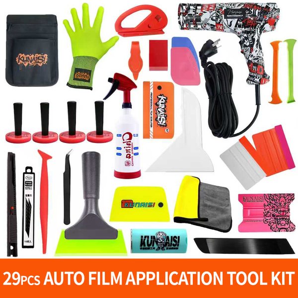 Kit d'outils d'application de film vinyle pour voiture KUNAISI, kit d'outils de teinte pour vitres de voiture, couteau d'application, spatule en vinyle, kit de teinte, revêtement