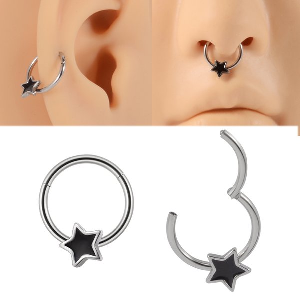 1PC acier étoile Septum Piercing articulé Segment nez anneau Septum Clicker Cartilage Tragus Clicker corps Piercing bijoux 16G