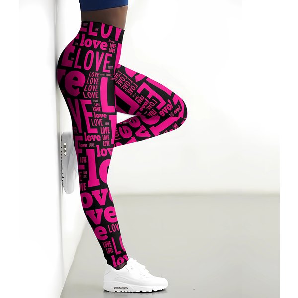 Frauen Legging Liebe Brief Muster Druck Fitness Leggins Mode Yoga Leggings Mittleren Taille Leggings Weiblichen Push-up