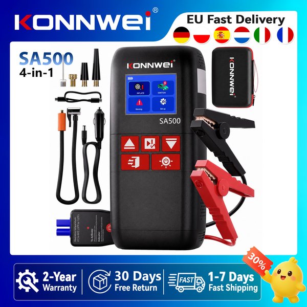 KONNWEI SA500 Professioneller Starthilfe-Generator für Autos mit Luftkompressor, 10400 mAh Powerbank, Reifenfüller, Notfall-LED-Licht, Fahrzeug-Werkzeugset, Outdoor-Ausrüstung, kostenloser Versand