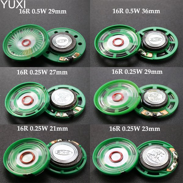 YUXI 1PCS New Ultra-thin Speaker Doorbell Horn Toy-car Horn 16 Ohms 0.5W 0.25W 16R Speaker 21 23 27 29 36 40 Mm Diameter