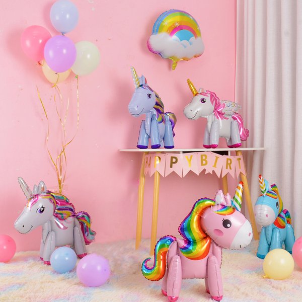 Einhorn Party Dekoration Thema Geburtstag Luftballons Regenbogen Folie Anzahl Ballon Geburtstag Party Decor Kinder Geschenk Baby Dusche Globos