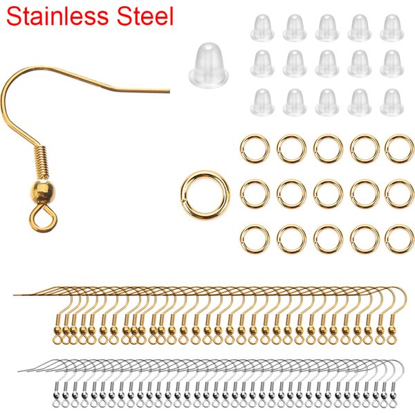 150 Stück Edelstahl-Ohrringhaken, groß, mit Biegeringen, Ohrringverschlüsse, hypoallergen, Ohrringverschluss, Draht für die Herstellung von DIY-Schmuck