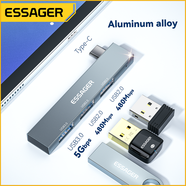Essager 3 in 1 Typ C zu USB Hub 3 Ports C erweiterter Stecker tragbarer USB C Hochgeschwindigkeits-USB-Hub für MacBook Pro Computer zubehör