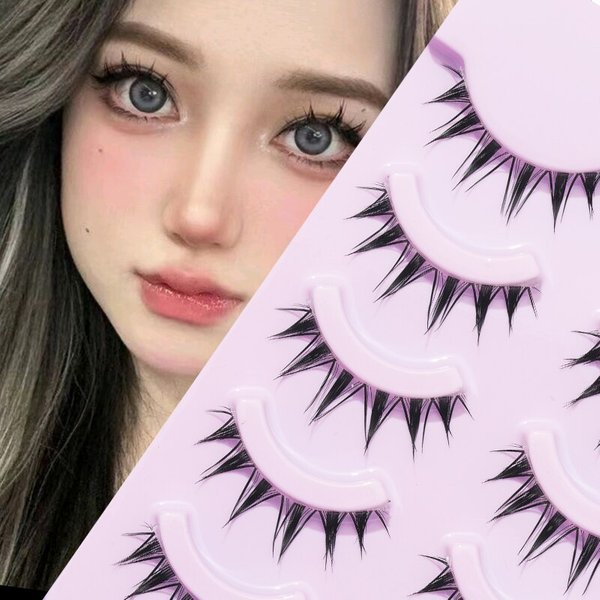 5-pair Manga Eye Transparent Stem A- shaped Pointed Natural Slender False Eyelashes