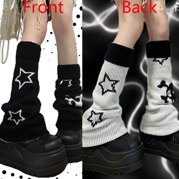 Punk Frauen Bein Socken Gothic Schädel Stern Halloween Zubehör Beinlinge Gestrickte Socken Y2K Hot Girl Frauen JK Oberschenkel Hohe Socken