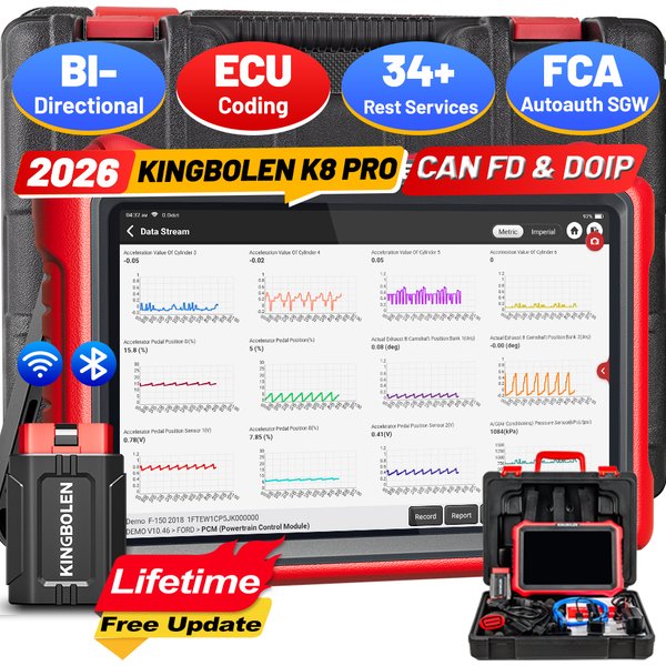 Lebenslange kostenlose Updates KINGBOLEN K8 PRO K8 Elite OBD2 Auto-Diagnosegerät ECU-Codierung Bidirektionaler Test CAN FD DOIP 34 Reset-Funktionen