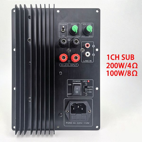 110-220V 200W 100W caisson de basses lourd carte amplificateur de puissance numérique 5.1 et 7.1 carte amplificateur de puissance actif Pure Bass1CH 4ohm 8ohm