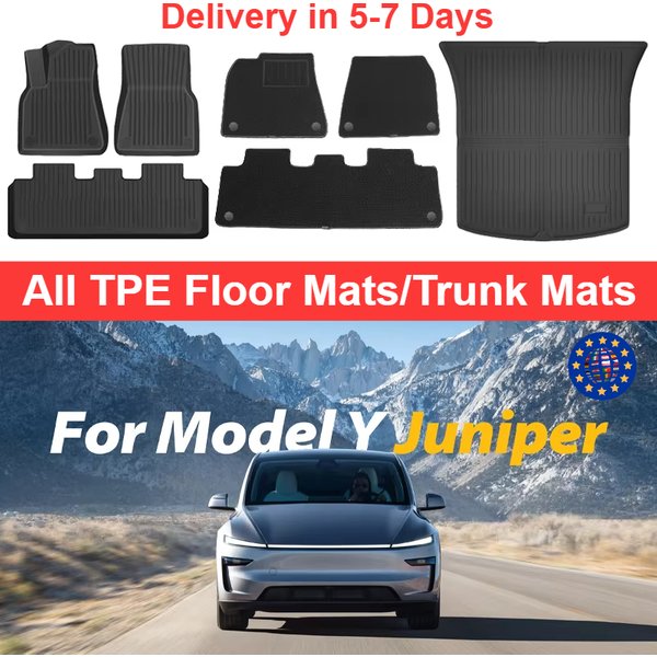 NovaAcc tapis de sol pour Tesla modèle Y 2025 + Juniper TPE doublures de coffre imperméables toutes saisons accessoires d'intérieur de voiture antidérapants
