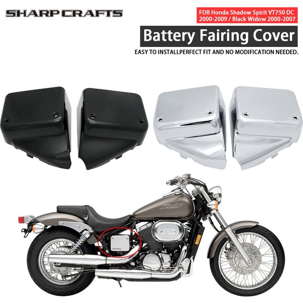 2x Motorcycle Battery Side Fairing Covers For Honda Shadow Spirit VT750 DC 2000-2009 Black Widow 2000-2007 Panel Frame Protector
