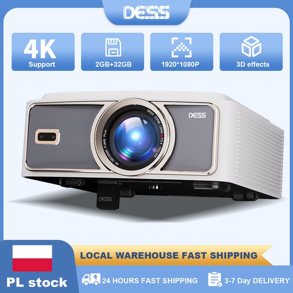DESS 4K-Projektor 1080P Autofokus Dual WiFi6 BT5.0 Stabiler tragbarer Heimkino-Projektor ohne Verzögerung 3D-Sprachassistent