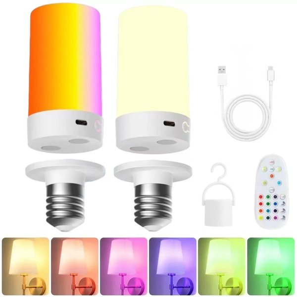 Ampoule rechargeable magnétique USB, 360 ° Applique murale cylindrique Full Glow, applique murale avec batterie intégrée, ampoule à pampilles