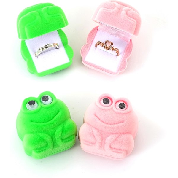 Mini Velvet Ring Box Creative Frog Shaped Jewelry Case Ring Earring Display Box for Wedding Proposal Engagement Birthday Gift