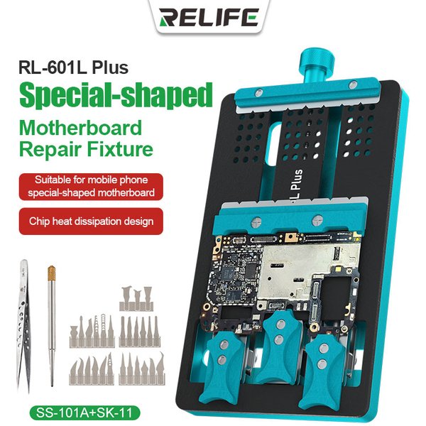 RELIFE RL-601L PLUS Universal Doppel-slot Motherboard Leuchte Telefon IC Chip BGA PCB Motherboard Jig Board Halter Reparatur werkzeuge