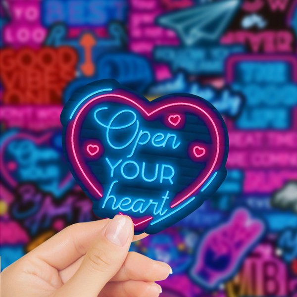 50 Stück Neonlicht-Aufkleber für Laptop, Telefon, Computer, Gepäck, Wasserflasche, Gitarre, Notebook, Badezimmer, Graffiti-Aufkleber für Kinder, Geschenk, Spielzeug
