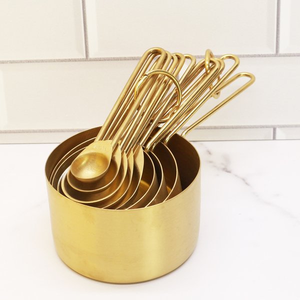 Outil de pâtisserie, ensemble de 4 tasses à mesurer en acier inoxydable cuivré, cuillère à mesurer pour la pâtisserie DIY