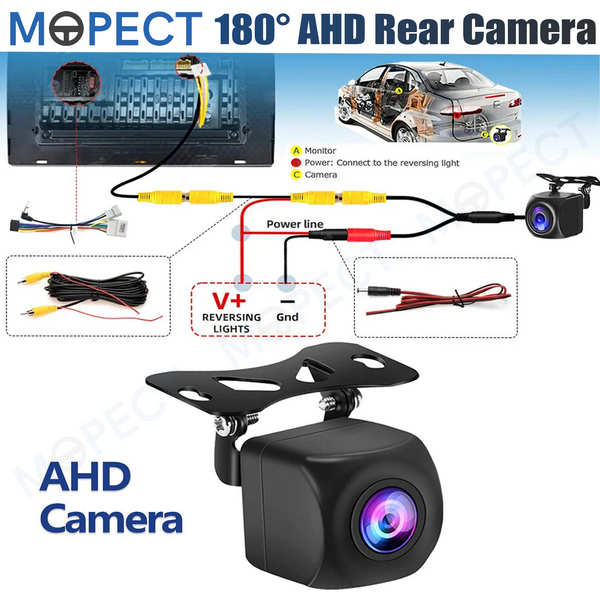 MOPECT 180 ° Universelle AHD-Rückfahrkamera für Autos, 1080P Parkkamera mit Nachtsicht, IP68 Wasserdicht