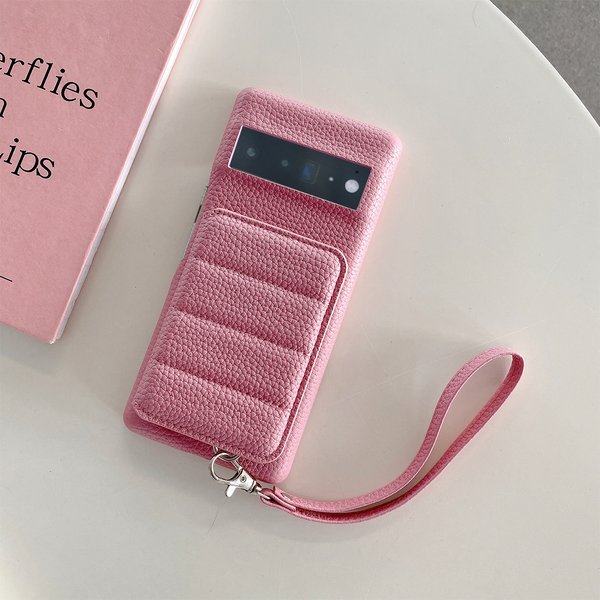 Wrist Strap Wallet Phone Case for Google Pixel 8 7 6 Pro 7a 6a 4 XL Luxury Litchi Patterned Shockproof PU Leather Cover