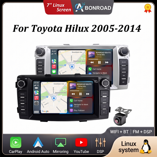 7 Inch Car Radio Stereo for Toyota Hilux 2005-2014 with Wireless Carplay Android Auto Youtube Bluetooth Dsp Gps Navi Multimedia Car Intelligent Systems