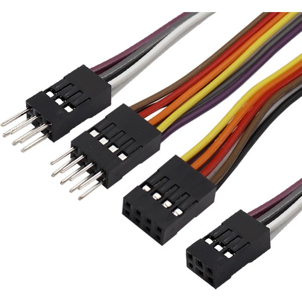 5 Stück 2,54 mm Dupont Stecker-Buchse-Kabel, Dupont-Leitung, zweireihig, 2*2P/3P/4P/5P/6P/9P/10P Anschlusskabel