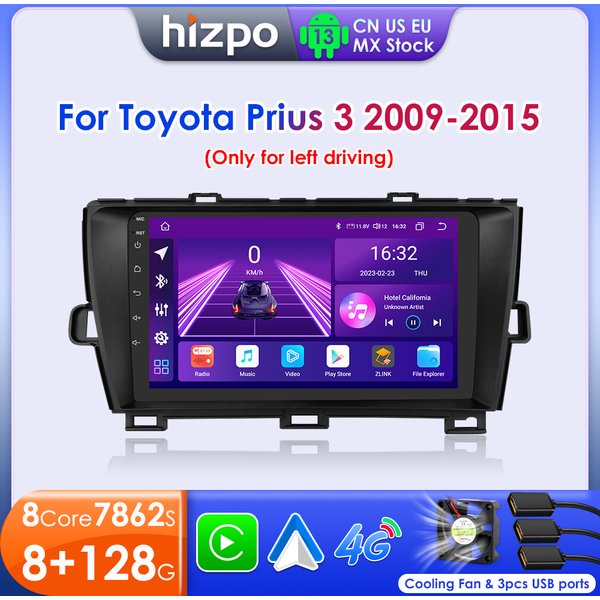 Hizpo 8G + 128G Android 13 Für Toyota Prius 3 2009 - 2015 Auto Radio Multimedia Video Player GPS Navi Stereo Carplay Auto Stereo BT