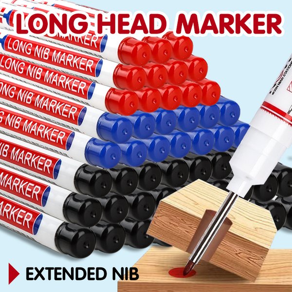 6Pcs/Set 20mm Deep Hole Long Nib Head Markers For Metal Perforating Pen Waterproof Bathroom Woodworking Decoration Multi-Purpose