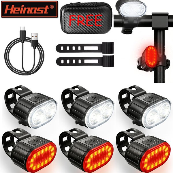 Feu avant et arrière de vélo, ensemble de lampe de poche de défense, bâton de feu arrière étanche pour vtt, lanterne LED, accessoires de vélo