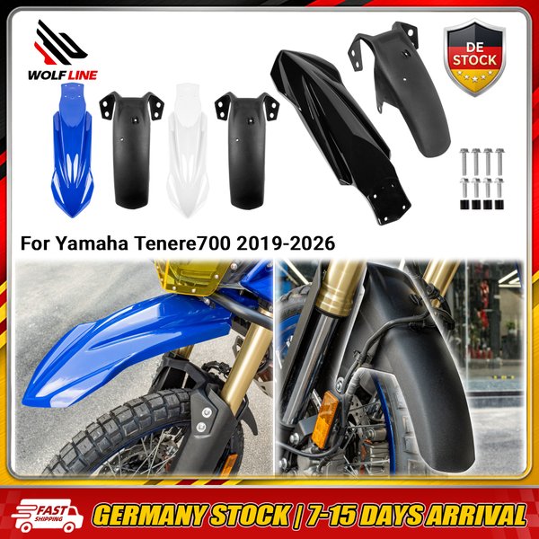 WOLFLINE Vorderer Kotflügel für Yamaha Tenere700 2019-2026 Hoch- und Niedrig-Schutzbleche für Offroad-Rennen & Geländereisen, Anti-Spritz-Design