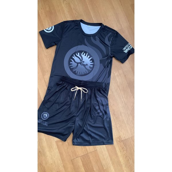 2026 Sommer Herren/Kinder United World Wrestling Sportbekleidungsset Kurzarm-T-Shirt und Shorts für Gym MMA Training Leichtgewicht