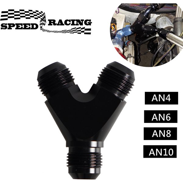 High Quality AN4 AN6 AN8 AN10 Y Adapter Block Male Thread Fuel Hose Fitting Adapters Tee Oil Pipe Joint Universal Aluminium