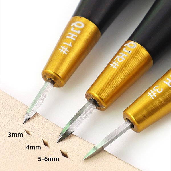 QJH Leather Stitching Awl Diamond Shape Ebony Blackwood & Brass Craft Tool Hand Sewing Awl DIY Stitcher Taper 3mm 4mm 5- 6mmSize