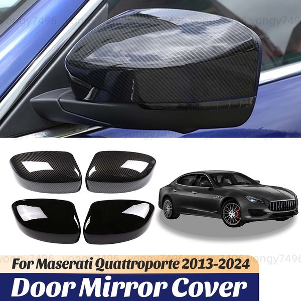 Couverture de rétroviseur de porte latérale noire brillante en Fiber de carbone, mise à niveau de voiture pour Maserati Quattroporte 2013 – 2024, accessoires de style