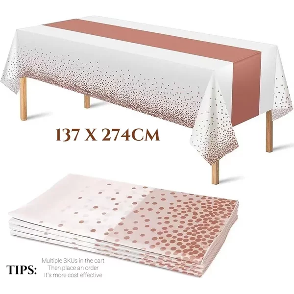 Roségold Einweg Tischdecken Teller für Hochzeiten Tischdecke Messer Gabel Löffel Pappbecher Outdoor Picknick Geschirr Set