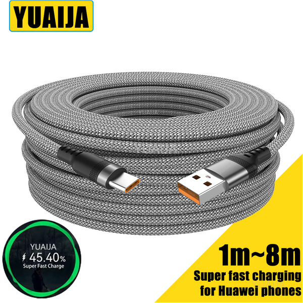 5-metrowy kabel USB TYPE C Super Fast Charge do Huawei USB C 3m 8-metrowy przedłużony kabel do ładowania Samsung Xiaomi Camera OnePlus