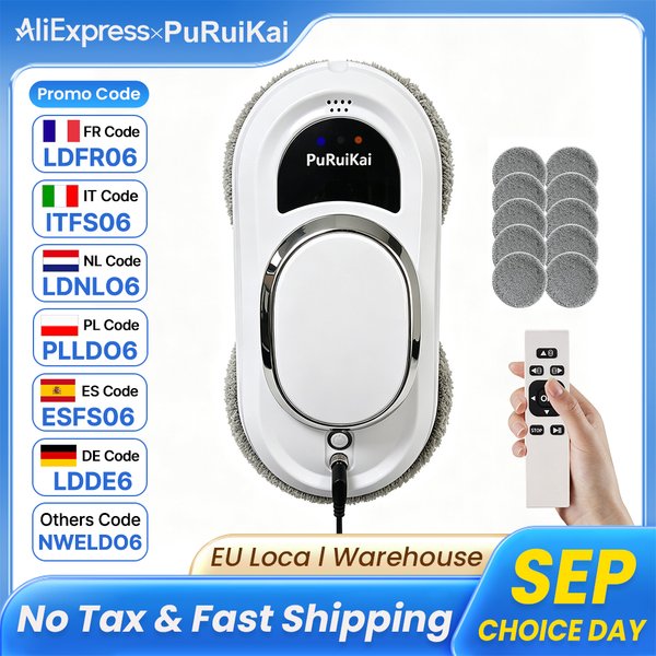 PuRuiKai 01 Intelligenter Fensterputzroboter, Vollautomatische Fensterreinigung, 5-Meter-Kletterseil, 4-Meter-Verlängerungskabel, Bestseller-Modell