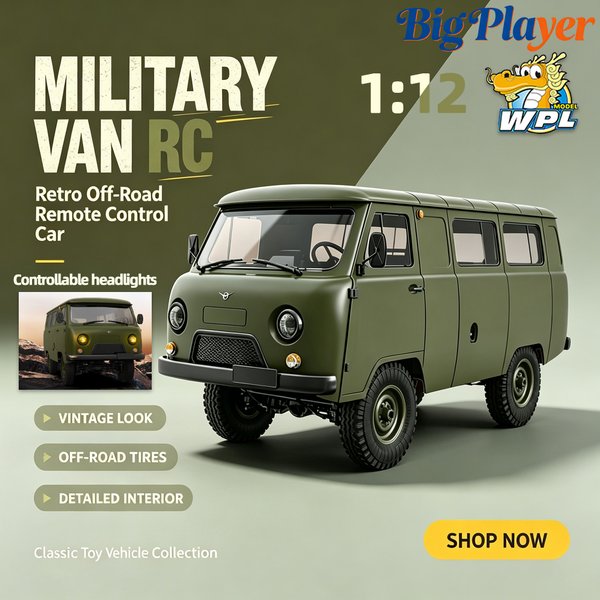WPL C104 1:12 4WD Camionnette Tout-Terrain RC Voiture à Quatre Roues Motrices UAZ‑452 Modèle RC Simulé Véhicule Jouet Électrique pour Garçons et Adultes
