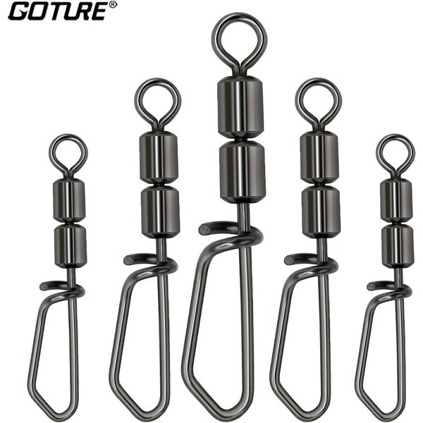 Goture 30pcs/lot Fishing Swivels High Speed Double Rolling Swivels Flexible Rotation Stainless Steel Swivel Fishing Accessories