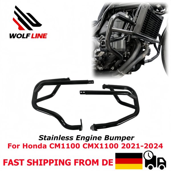 WOLFLINE Sturzbügel für Honda Rebel CMX1100 CM 1100 2021-2026 Edelstahl Motorschutz Highway Bumper Kit Sturzschutz