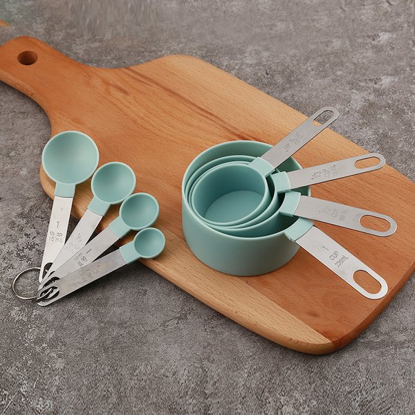 Ensemble de tasses à mesurer et cuillères, pour la cuisson de gâteaux, pâtisserie, ustensiles de cuisine, poignée en acier inoxydable, outils de cuisine, accessoires Gadget 8 pièces