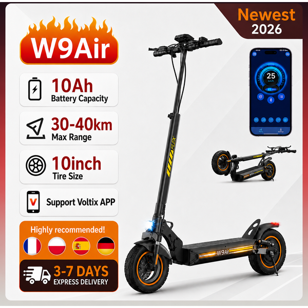 Hulajnoga elektryczna W9Air IScooter z 10-calowymi oponami terenowymi, zasięg 40 km, bateria 10Ah, hulajnoga dla dorosłych z aplikacją.