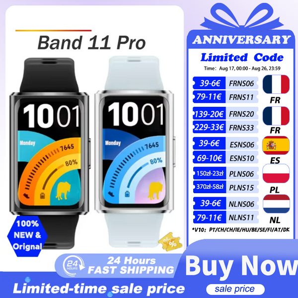Montre connectée Huawei Band 11 Pro version globale, bracelet intelligent, écran AMOLED 1,62'', fréquence cardiaque, smartband