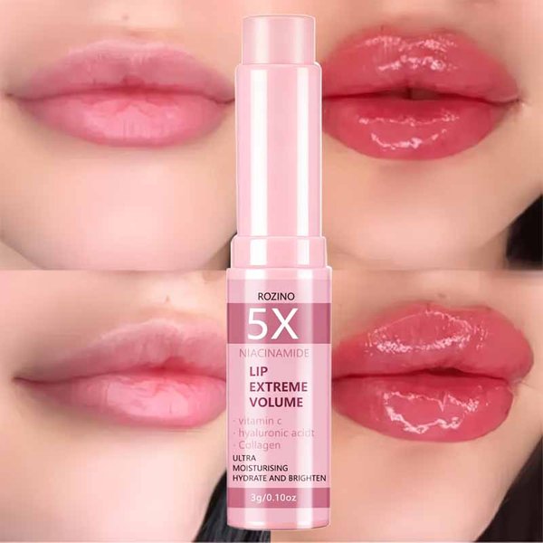 5X Niacinamide Instant Volume Lip Balm, zawierający witaminę C, kwas hialuronowy i kolagen - Balsam do ust o wysokim połysku, odpowiedni dla każdego rodzaju skóry, tworzy seksowne, błyszczące i pełne